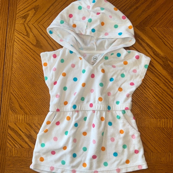 Wonder Nation girl 2T white with polka dot swim cover up - Picture 1 of 3